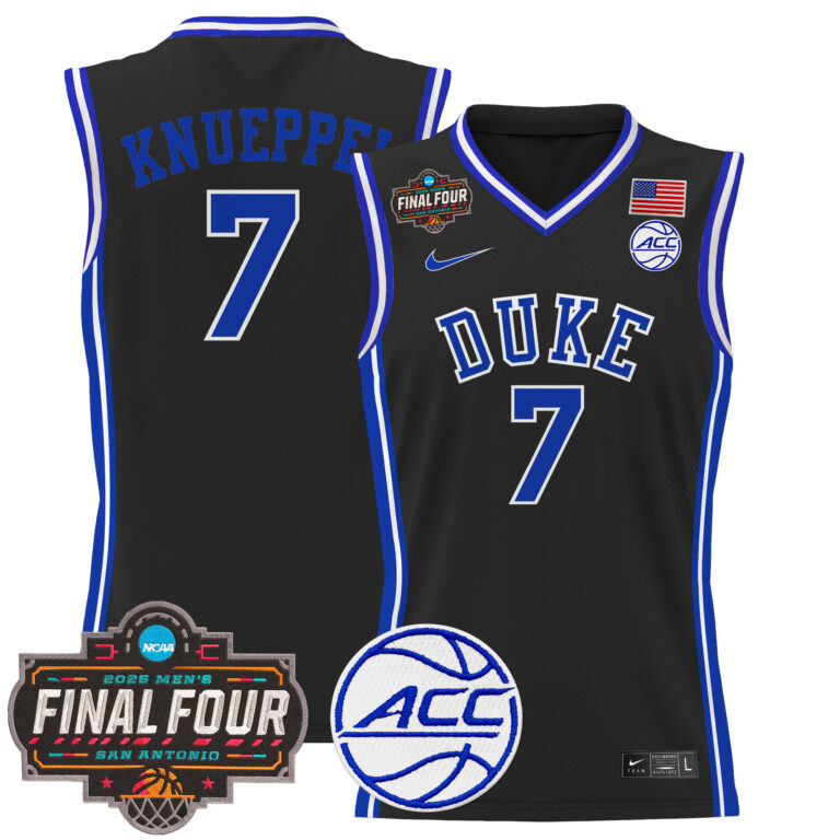 Men Duke Blue Devils 7 Knueppel black 2025 Final Four Patch NCAA Jersey